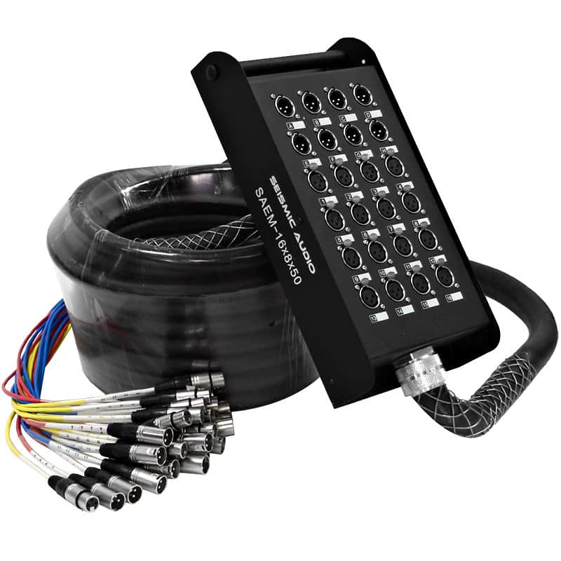 Seismic Audio SAEM-16x8x50 16-Channel XLR Color-Coded Snake Cable - 50' image 1