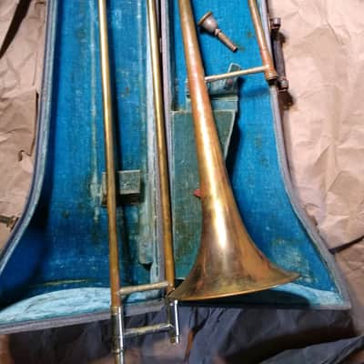 Conn Director Trombone, USA, Brass, Old but Good Condition, with case & mouthpiece image 2