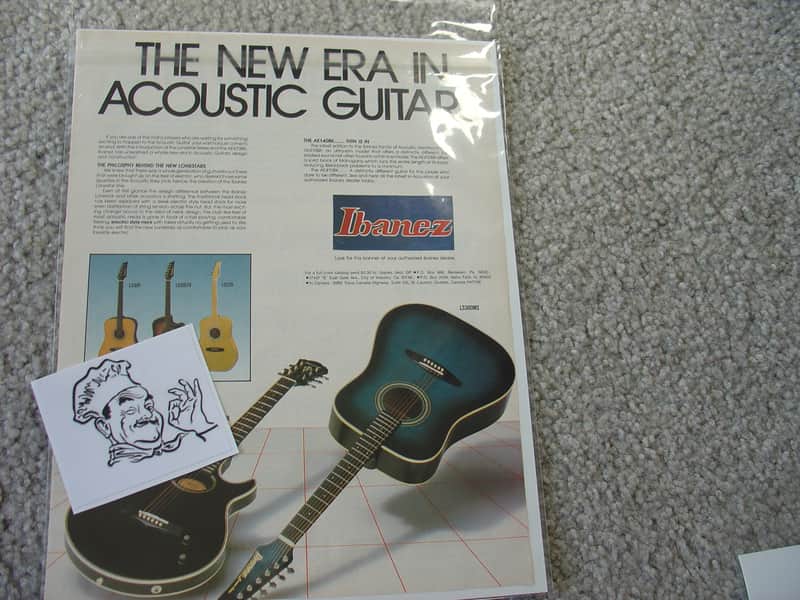 Ibanez Vintage Advertisement for Ibanez Guitar featuring New Acoustic guitars for 1984 1980's image 1