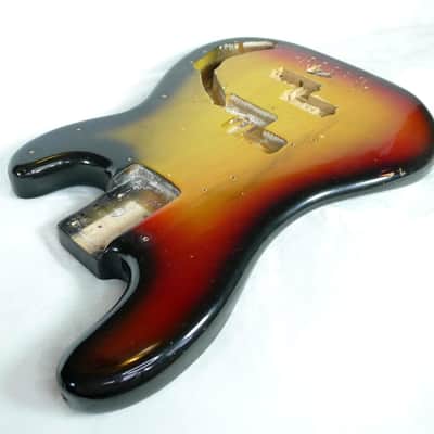 Vintage 1975 Fender P-P Precision Bass Double P-Bass Sunburst 4-Bolt Body mid-1970s image 11