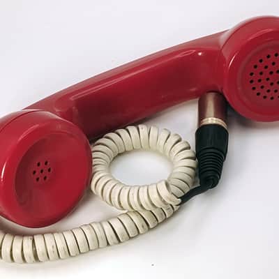 Custom Lo-Fi Telephone Microphone - Northern Electric G1 1970's Handset - Red w/ Model 2500 Base image 2