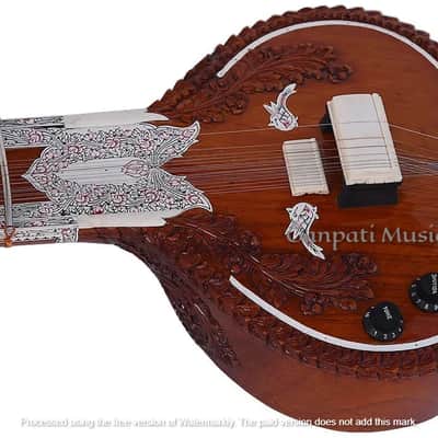 SITAR~RAVI SHANKAR STYLE~7 STRINGS~DESIGNER TUN WOOD~PICKUP TO CONNECT WITH AMPLIFIER~FLAT~WITH GIG BAG, MIZRABS & STRINGS image 10