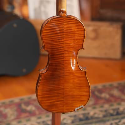 (Used) Vintage 3/4 Size Student Violin w/ Hand-Carved Wooden Case image 8