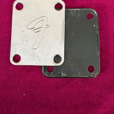 Vintage 1970's Fender Stratocaster Telecaster F Neck Plate with plastic backing image 1