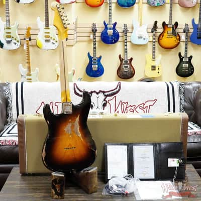 Fender Custom Shop Limited Edition 70th Anniversary 1954 Stratocaster Hardtail Heavy Relic Wide Fade 2 Tone Sunburst 6.90 LBS image 10