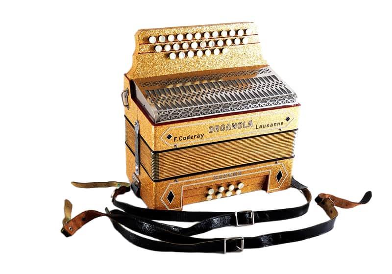 Rare Diatonic Button Accordion Hohner Organola by F. Coderay Lausanne, Switzerland+Original Case&Straps~Squeezebox-C System-powerful voice image 1