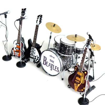 MGC The Beatles Miniature Guitar Ed Sullivan Set of 4 Guitar & Drums Super Mini 4Mic  Cake Topper image 3