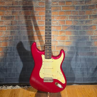 Vintage 1962 1 Owner Fender Stratocaster Slab Board Brazilian Rosewood Fretboard Candy Apple Red Refin w/ OHSC image 6