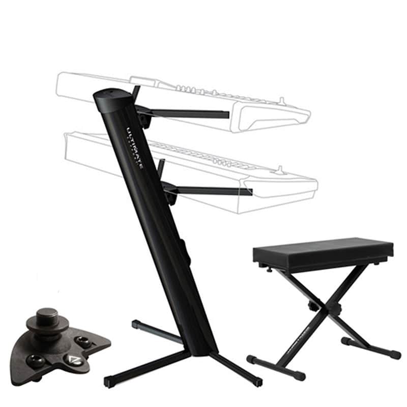 Ultimate Support AX 48 Pro Plus Column Keyboard Stand With Tote Bag + Bench + Adapter For Stand image 1