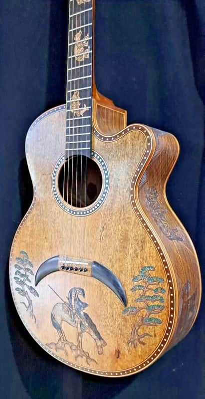 Blueberry Handmade Grand Concert Acoustic Guitar Native American Motif image 1