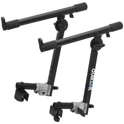 QUIK LOK WS-422 Fully Adjustable Add-On Second Tier for WS/421 Keyboard Stand - Heavy Duty Steel Dual Extension Arms with Adjustable Height, Depth, Angle, and Tilt, 75 lbs Capacity, Black image 1