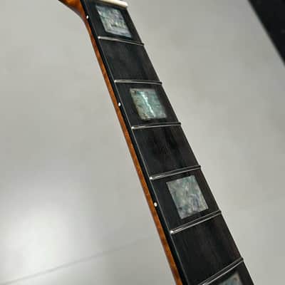 AAAAA Ebony fretboard Start Bone nut Roasted flame Maple Electric Guitar Neck Round stainless steel 22 frets Colored shell blocks Inlay satin image 7