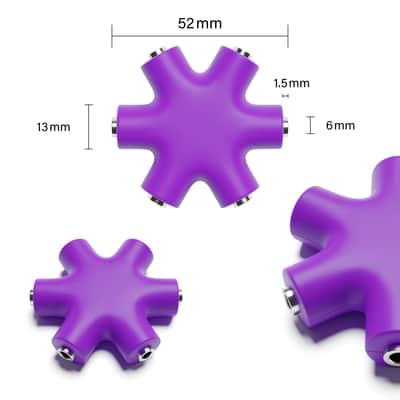 ExcelValley [Purple] Mono Patch Cable Splitter Hub 6 Port 5 Way TS 3.5mm 1/8" Modular Synth Eurorack image 2
