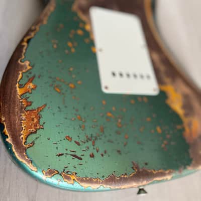 Fender Custom Shop Limited Roasted 1961 Stratocaster Super Heavy Relic - Aged Sherwood Green Metallic over 3 Color Sunburst image 12