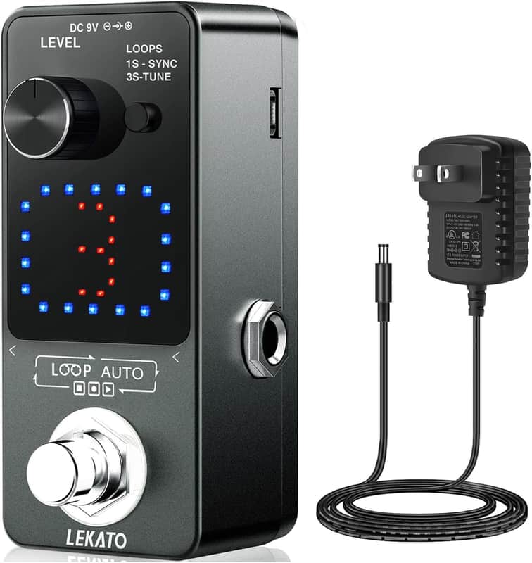 LEKATO Looper Guitar Effect Pedal 18 Mins 3 Slot Wave Loop Record with US Plug image 1