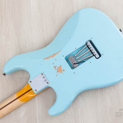 2023 Fender Custom Shop Limited Edition 1957 Stratocaster Relic Faded Daphne Blue w/ Case, COA, Tags image 15