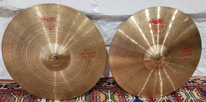 VINTAGE! Paiste 2002 Series Medium Hi-Hats 14" B20 Bronze 1973-79 Switzerland image 1
