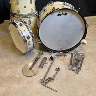4pc Ludwig Downbeat Outfit Early 60s - White Marine Pearl image 3