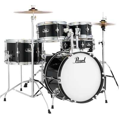 Pearl Roadshow Jr. 5-Pc. Drum Set w/Hardware, Cymbals, and 16" Kick - Jet Black image 1