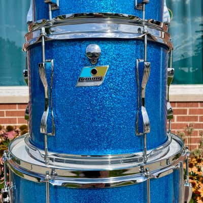 1970s Ludwig Mach 5 Pro Beat Drum Set Blue Sparkle 24/12/13/16 image 14