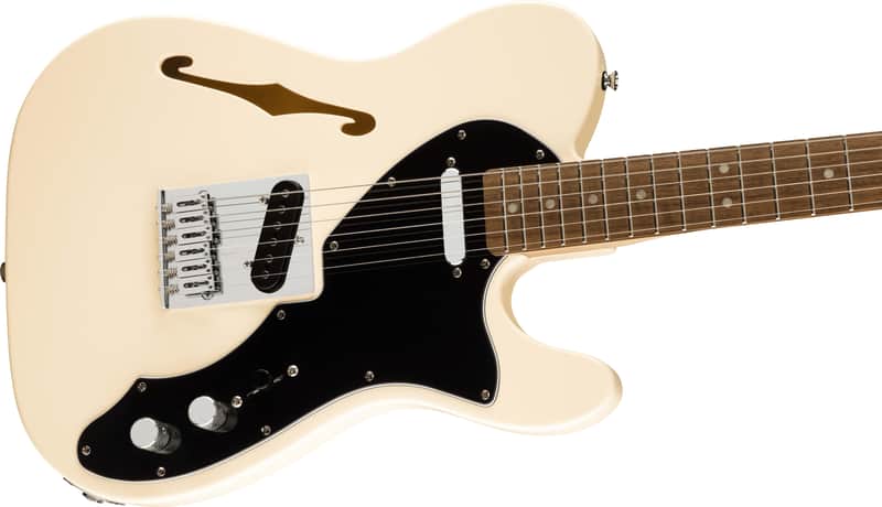 Squier Affinity Series Telecaster Thinline Laurel Fingerboard Black Pickguard Olympic White image 1