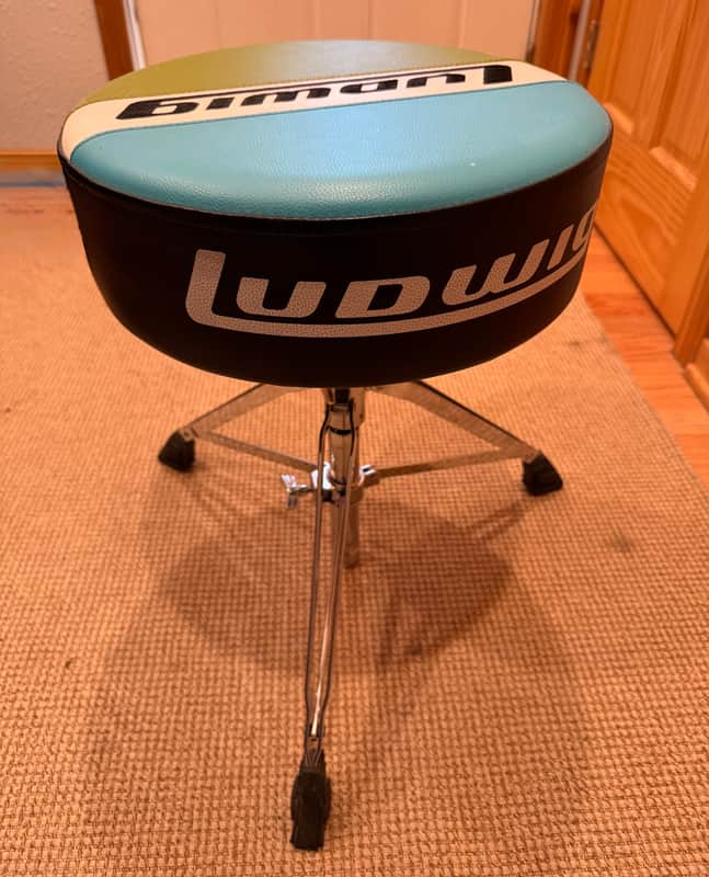Ludwig LAC49TH Atlas Classic Round Throne 2010s - Chrome with Blue / Olive Seat image 1