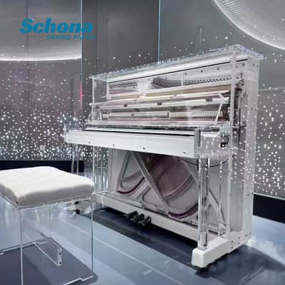 SCHONA UP-125 Custom Modern Luxury 88-Key Acrylic Crystal Upright Mechanical Piano Solid Wood Keyboard Soundboard image 3