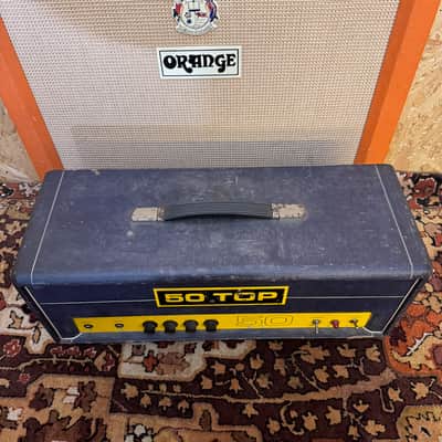 Vintage 1970s Carlsbro 50 Top Custom Colour Blue Guitar Valve Amplifier Head image 5