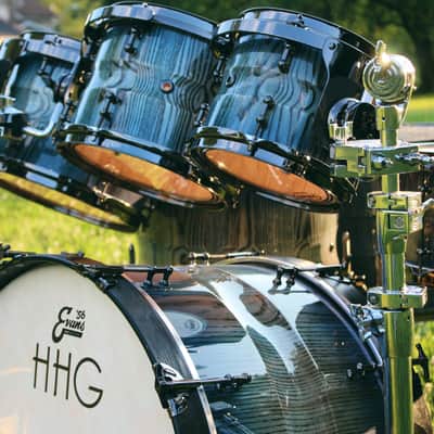 HHG Drums 7 Piece Contoured Ash Stave Kit 2019 Electric Ocean Burst image 6