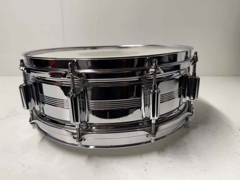 Rogers "5-Line" Dyna-Sonic 5x14" Brass Snare Drum with "Beavertail" Lugs 1967 - 1974 - Chrome image 1