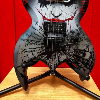 Handpainted Joker Batman Bat shape Brownsville Guitar image 1