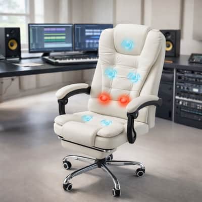 Ergonomic Studio Producer Chair with Heat & Massage – Reclining High Back Recording Desk Seat for Mixing & Long Sessions image 1