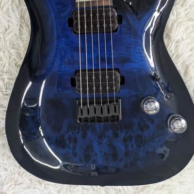 Mint Schecter 2452-SHC 6 String RH Electric Guitar Omen Elite-6 See Thru Blue Burst image 3