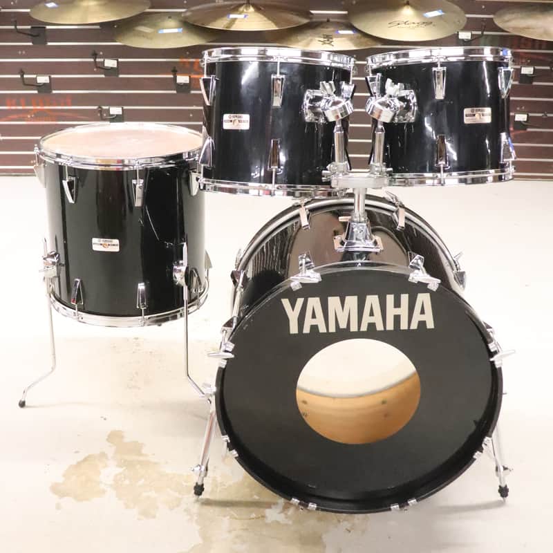 Yamaha Stage Series 4pc Black Drum Kit Set 12/13/16/22" Vintage 1980's image 1