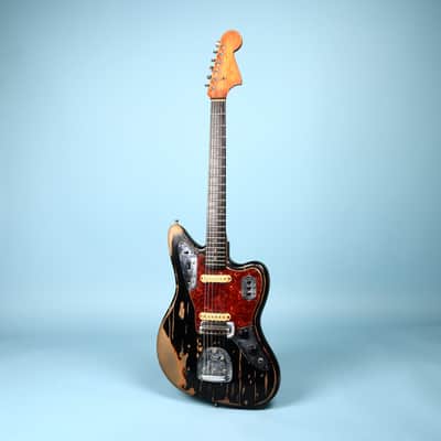 1963 Vintage Fender Jaguar Black Relic Electric Guitar image 2