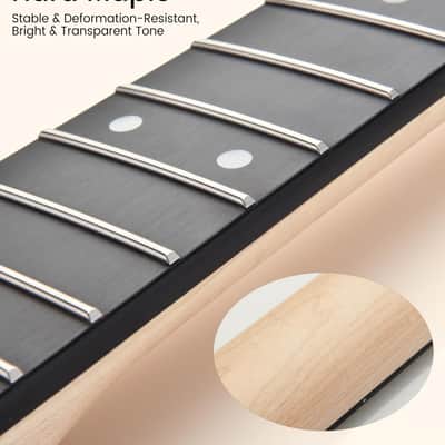 Electric Guitar Neck, 12"-16" Compound Radius, Canadian Hard Maple Neck, Richlite Fretboard, 22 Stainless Steel Frets (2.4x1.4mm), Oiled Bone Nut 42mm, Matte Finish image 6