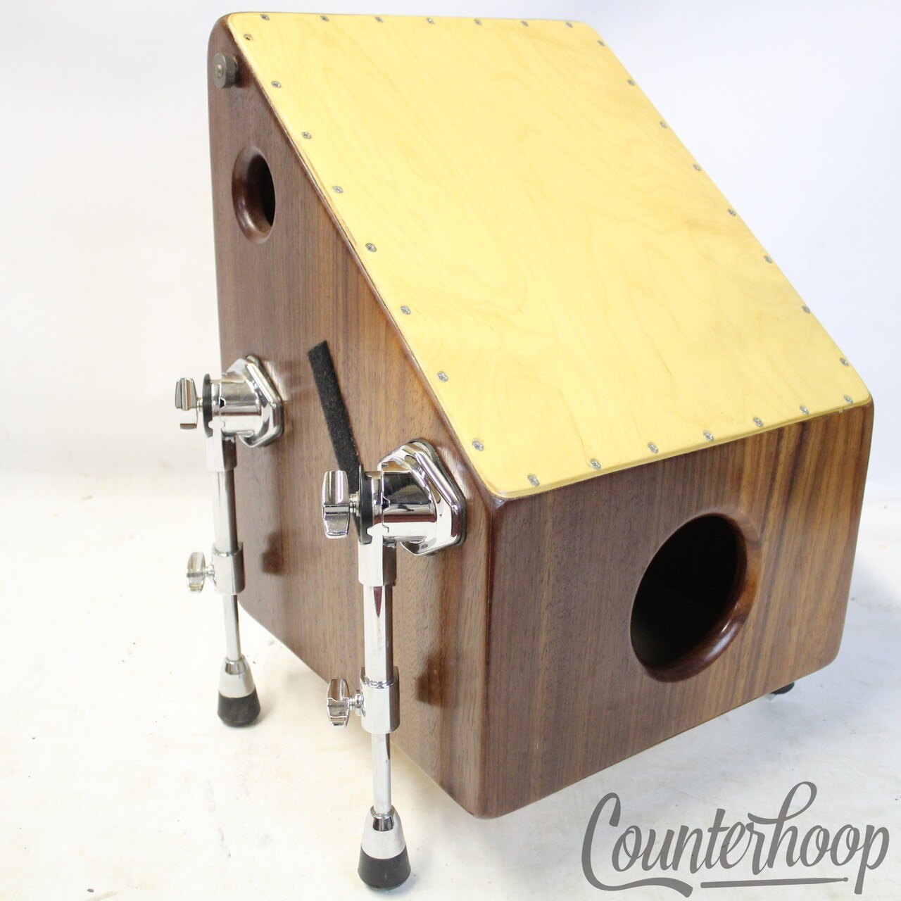 Cummings Custom Cajon 20x15x15" Latin Percussion Mohena/Birch+4 Pearl Legs/Spurs — main photograph