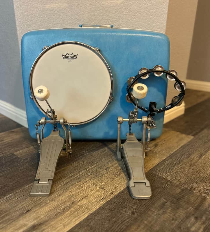 “BLUE DOG” busker style suitcase drum by Vintage Suitcase Kick Drums image 1