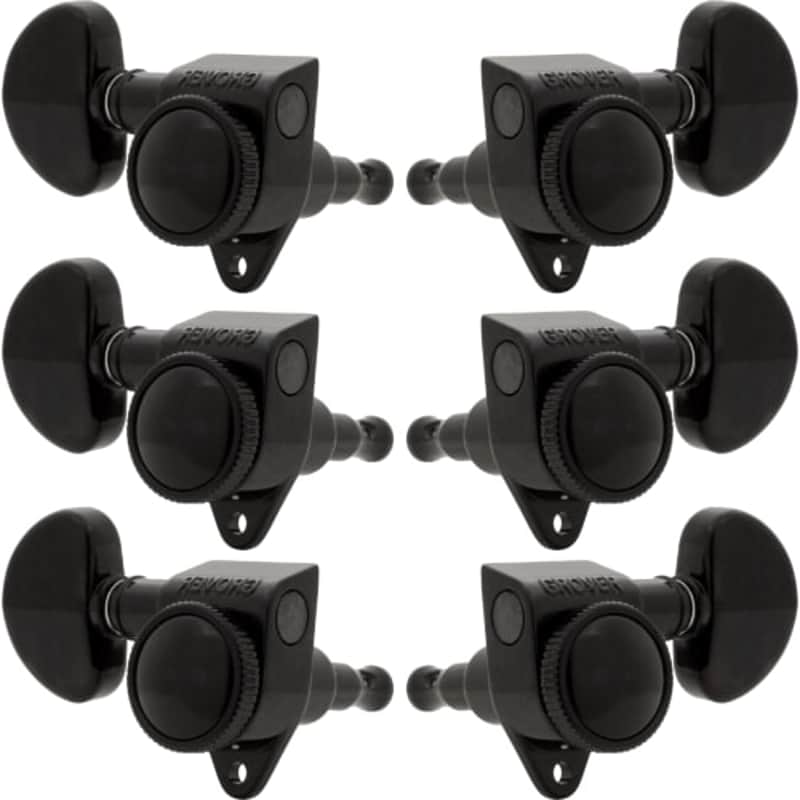 Black Chrome Tuners - Grover, Rotomatic Roto-Grip locking, 3 per side image 1