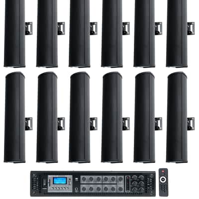 Rockville RCS650-6 70v Commercial Bluetooth Amplifier + (12) Line Array Speakers image 1