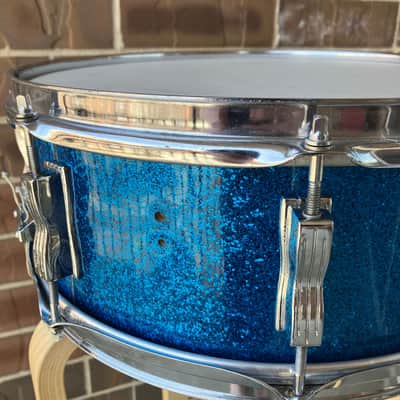 Ludwig Pre-Serial Jazz Fest Blue Sparkle Vintage 1960s Extra Deep image 6