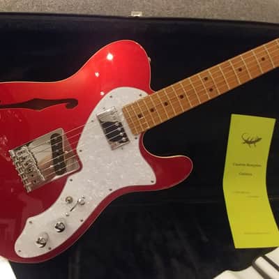 Custom Built 2021 Fender Tele Telecaster Thinline Roasted Maple Cherry Red Metallic w/White Binding image 3