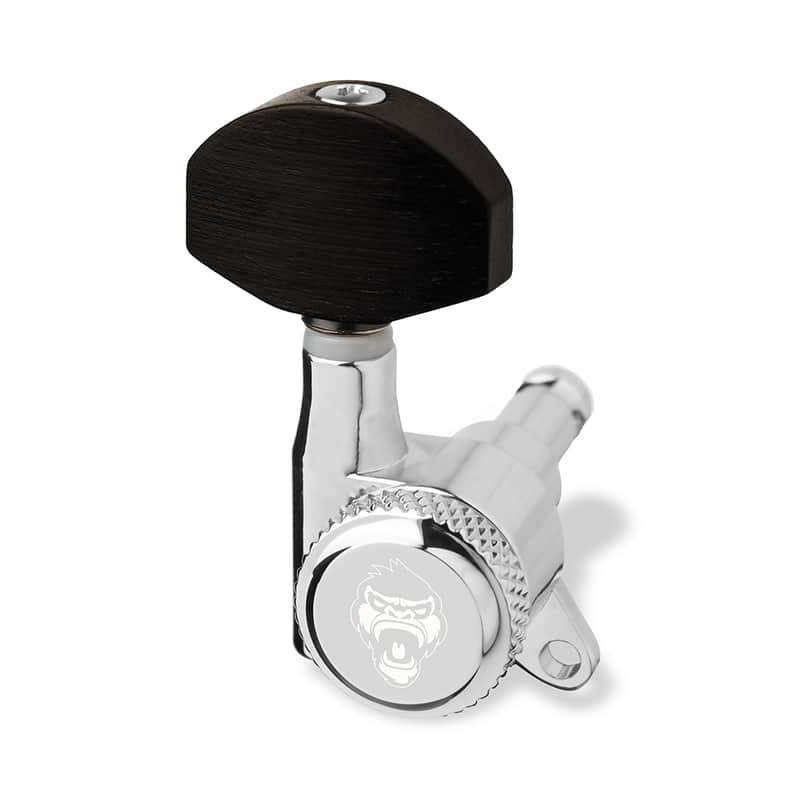 7 String Set - Guitar Monkey - Locking Tuners - Big German Ebenholz / Ebony Buttons - Chrome image 1