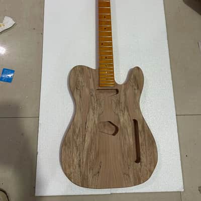 1 Set Veneer Maple Top Guitar Tele Style Mahogany Body with Maple Neck image 2