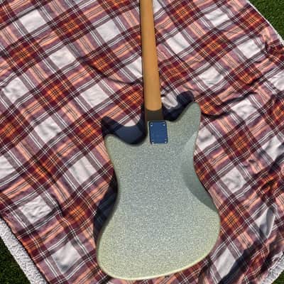 Los Straitjackets ed. DiPinto Galaxie Bass 2010s - Silver Sparkle with Gold Pearl Pickguard image 5