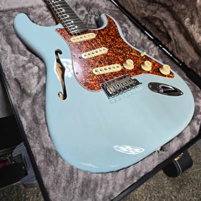 Fender American Professional II Thinline Stratocaster Electric Guitar - Transparent Daphne Blue w/OHSC & PLEK*D #035 image 11