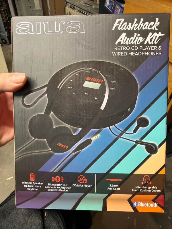 aiwa Portable audio CD player w Earbuds, Headphones - BLACK image 1