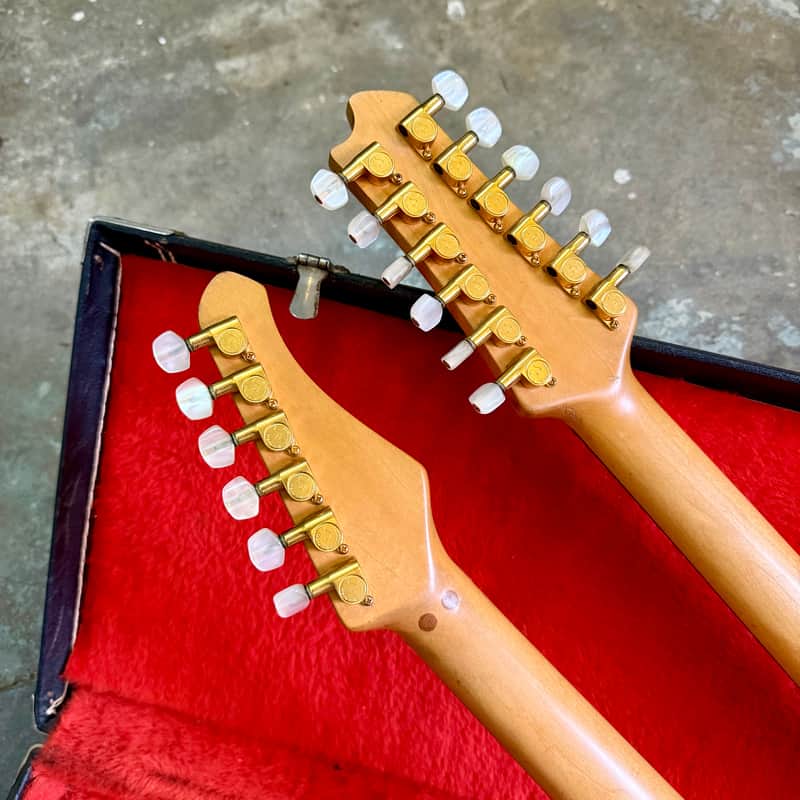 Moon Double neck 6/12 super strat c 1980's 1990 - Black sparkle