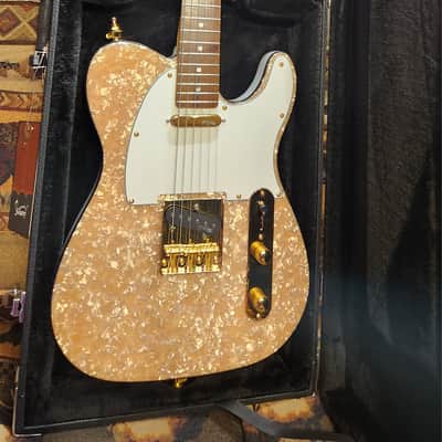 Handcrafted Tele Champagne Motto Premium Parts with Hardshell Case image 12
