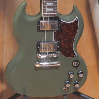 Gibson CME Exclusive SG Standard with T-Type Pickups, Tortoise Pickguard 2018 - Olive Drab image 6